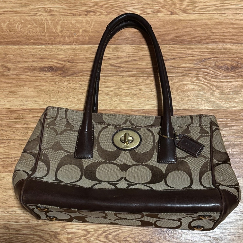 Brown Signature C Coach shoulder bag